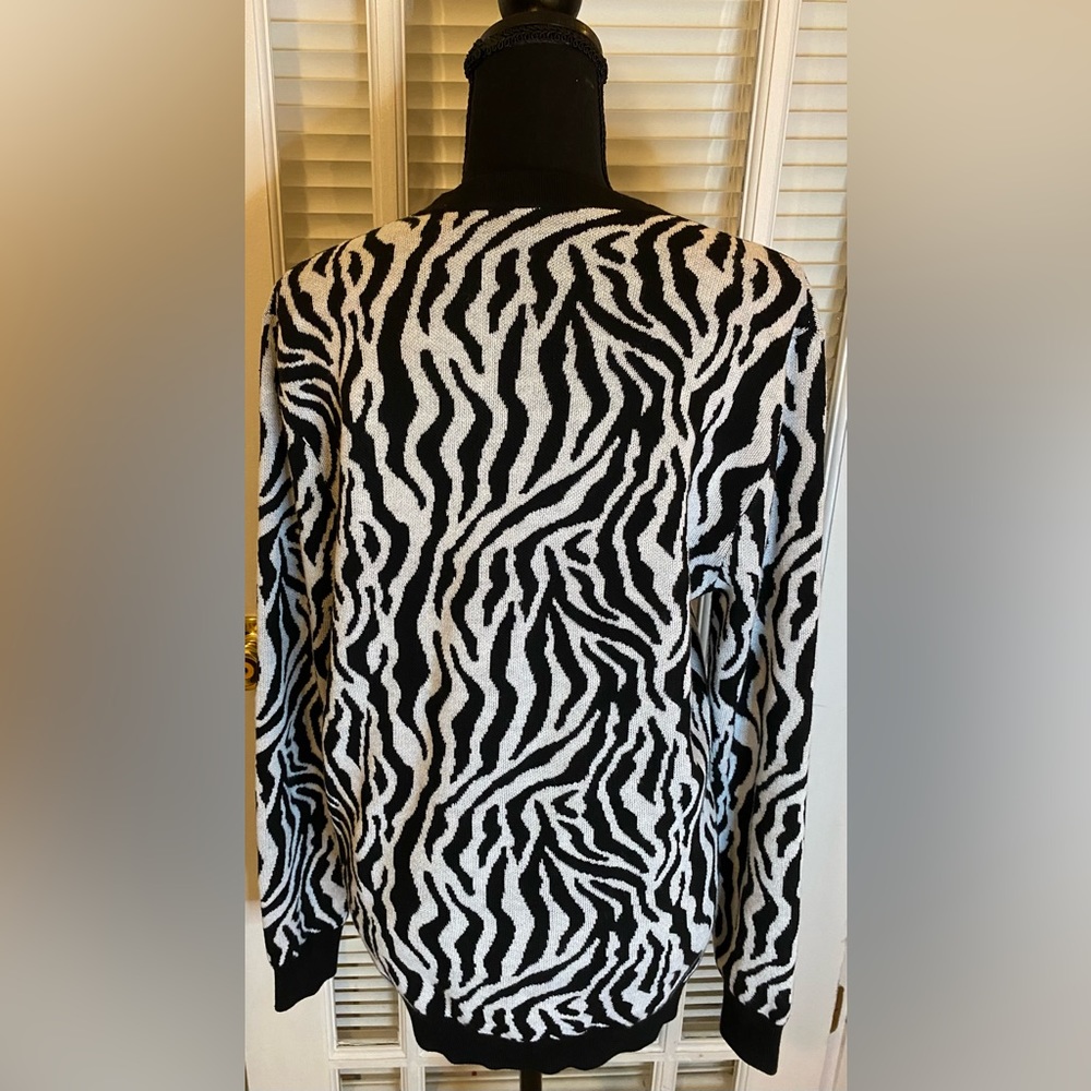 Zebra Print Button Down Sweater/ Cardigan - image 4